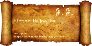 Hirter Hajnalka névjegykártya